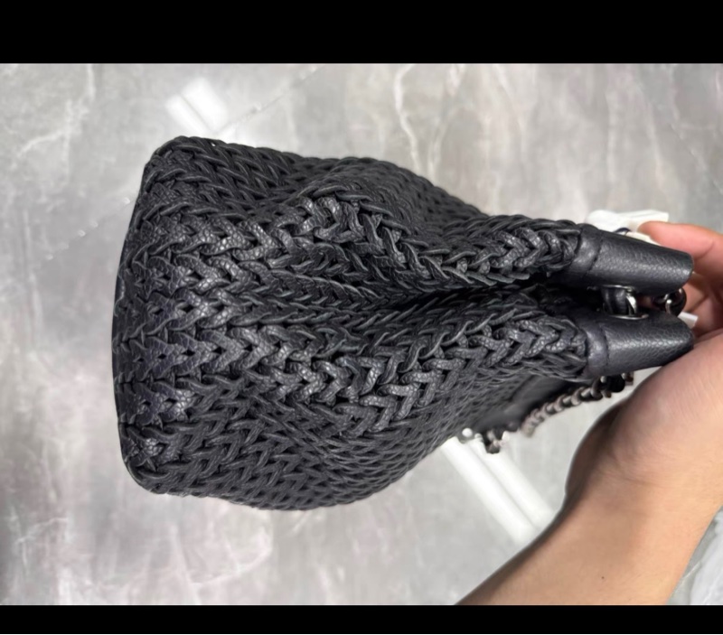Chanel香奈兒中古黑銀編織雙鏈條包-4