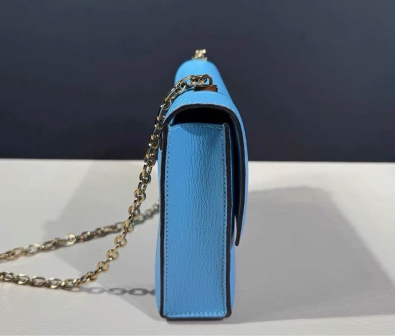 Hermes愛馬仕Mini Verrou 手槍包北方藍金扣 D刻山羊皮,-4