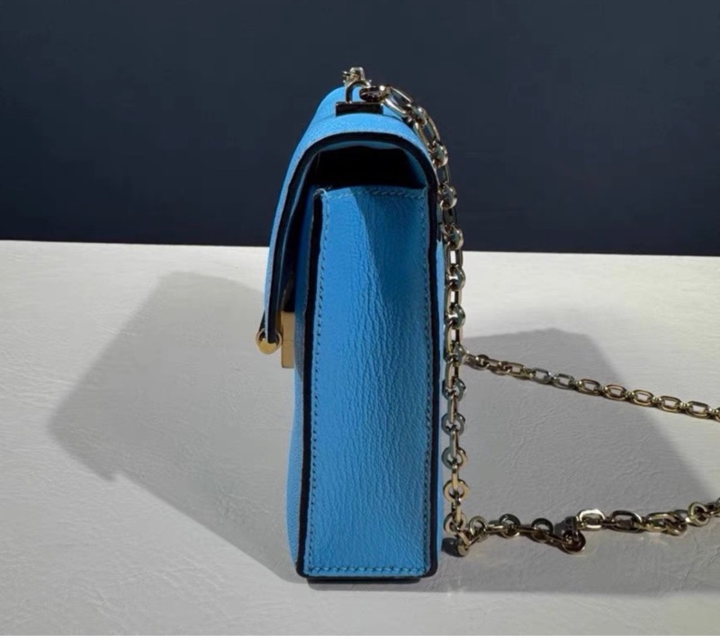 Hermes愛馬仕Mini Verrou 手槍包北方藍金扣 D刻山羊皮,-5