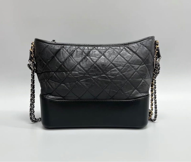 97新 Chanel/香奈兒 黑色菱格紋中號流浪包 單肩斜挎包 尺寸：28cm*24cm 27開有卡-1