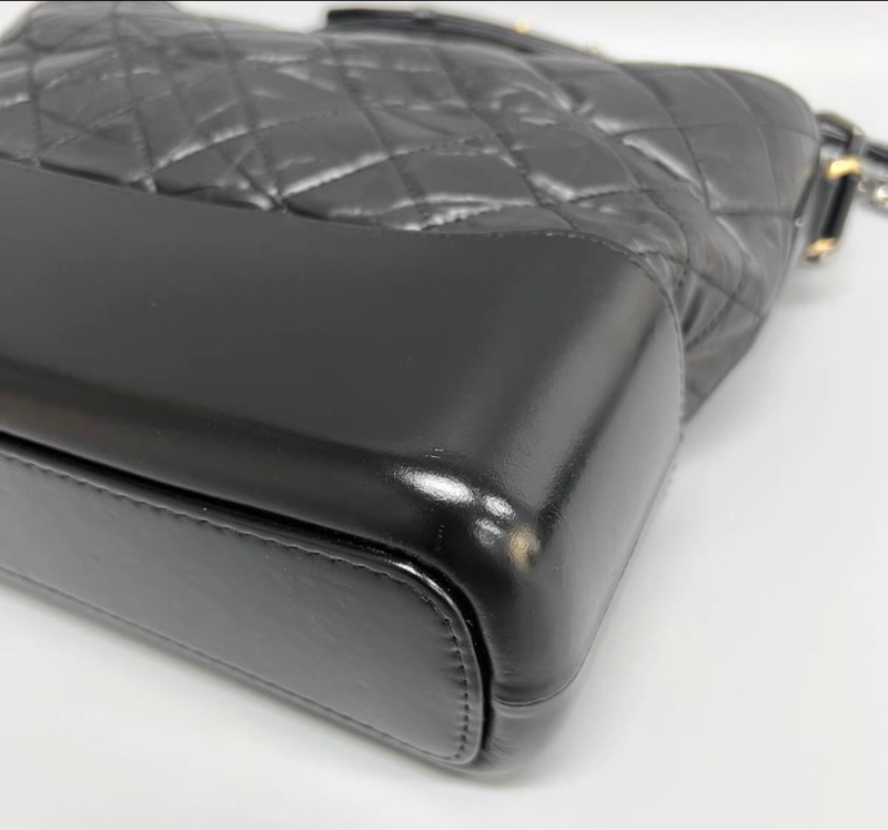 97新 Chanel/香奈兒 黑色菱格紋中號流浪包 單肩斜挎包 尺寸：28cm*24cm 27開有卡-2