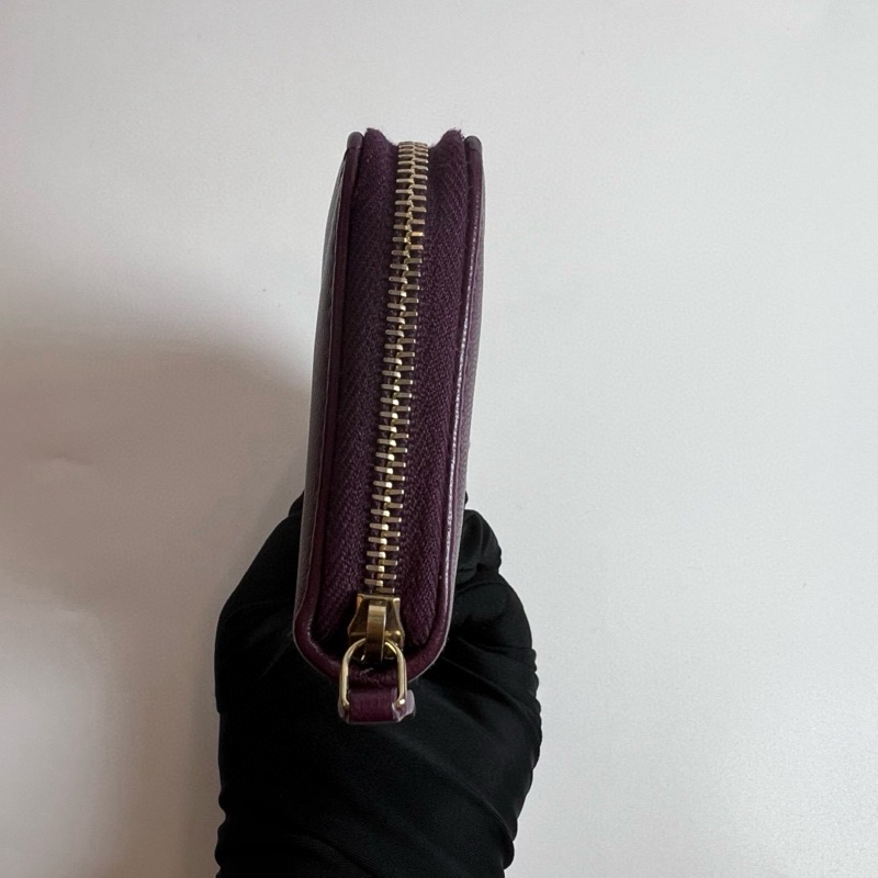 Chanel 19 中夾 葡萄紫🍇酒紅色 皮夾 19系列 皮穿鏈-3