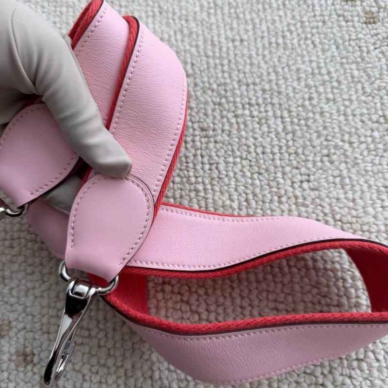 愛馬仕 beiline mini櫻花粉銀扣swift 皮 R刻閒置 附件:塵袋-6