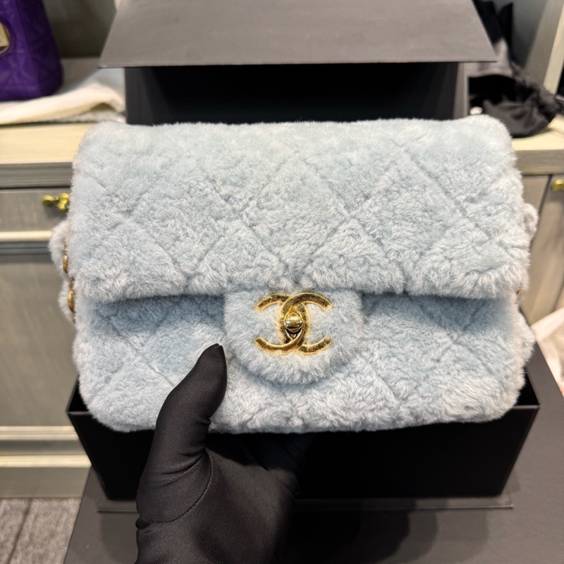 99新24KChanel香奈兒24k毛絨腋下包hobo-1