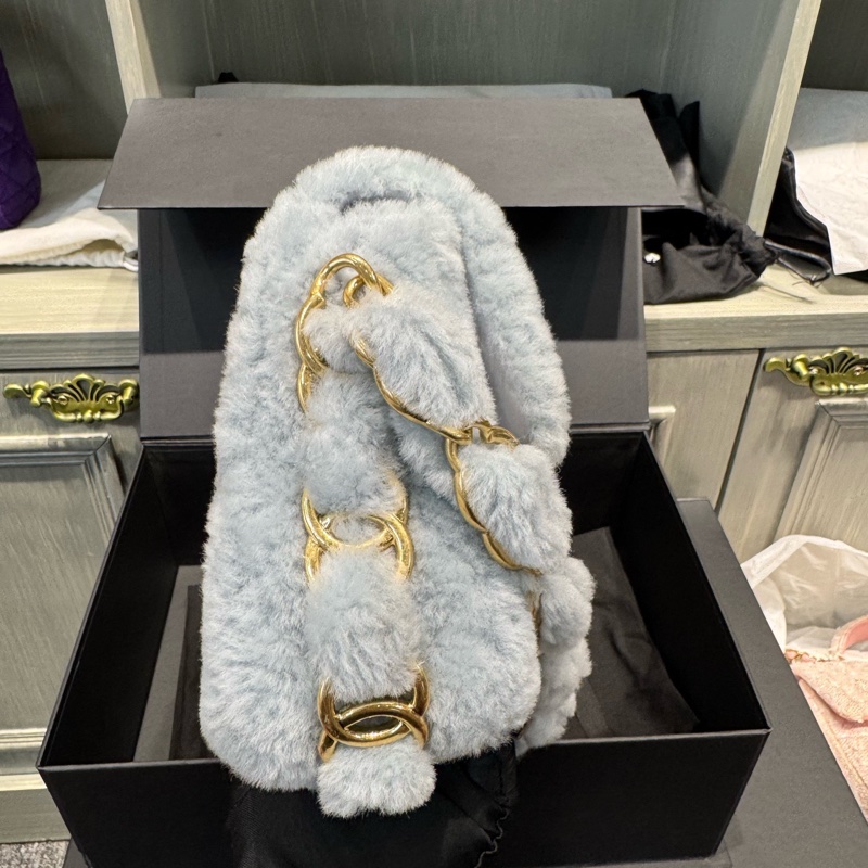 99新24KChanel香奈兒24k毛絨腋下包hobo-12