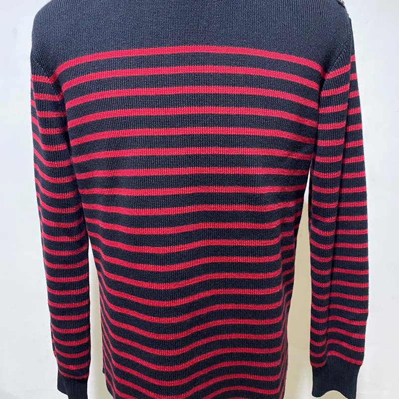 SAINT LAURENT 黑色紅條紋毛衣-0
