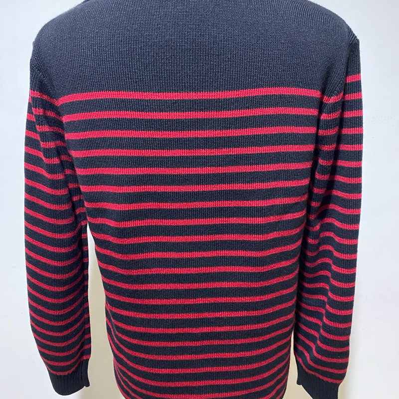 SAINT LAURENT 黑色紅條紋毛衣-1