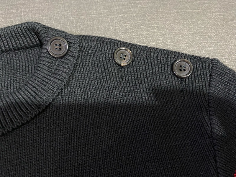 SAINT LAURENT 黑色紅條紋毛衣-4