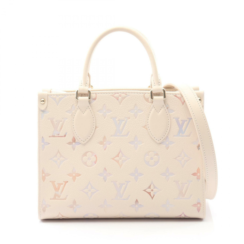 路易威登 OntheGo PM 單肩手提包 M25770 Monogram empreinte Dream Cream-0