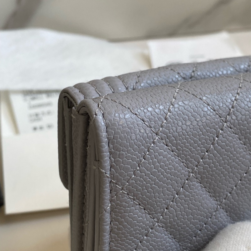 全新離櫃品CHANEL 小香三折夾 迷霧紫灰 台灣購證➕發票-12