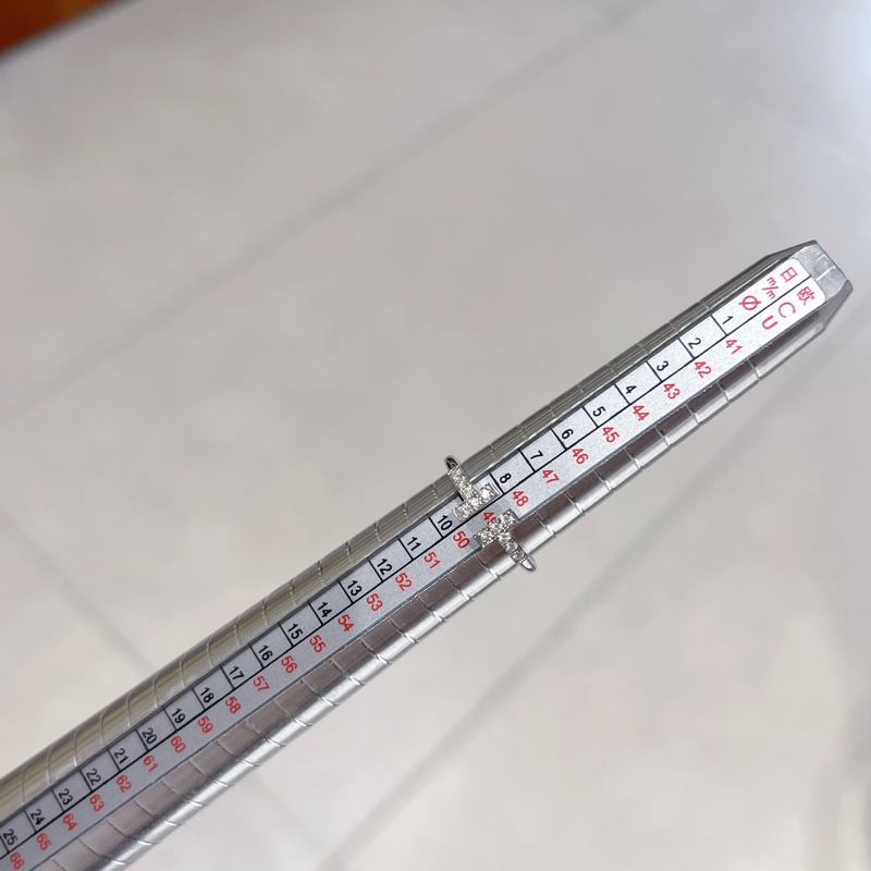 Tiffany蒂芙尼18k白金雙T開口 滿鑽戒指 49碼 大U-4