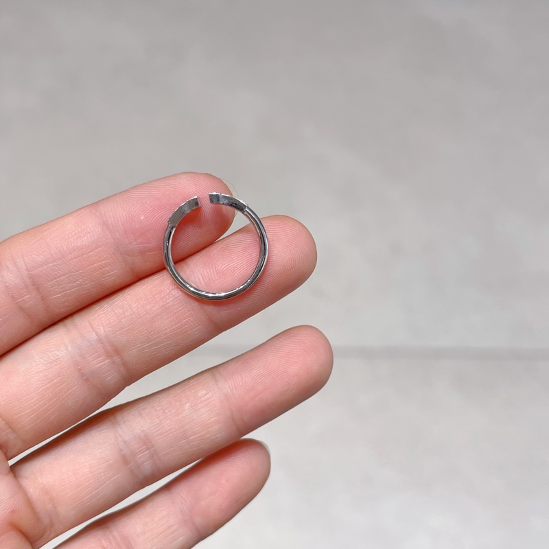 Tiffany蒂芙尼18k白金雙T開口 滿鑽戒指 49碼 大U-13