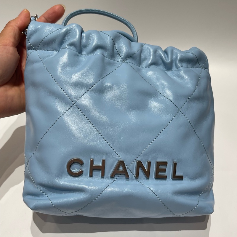 chanel 22bagmini 蓝色 尺寸約20*19*6cm。。-8