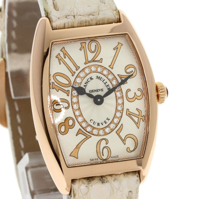 Franck Muller 1752QZRELCD1R Tonneau Curvex Releaf 鑽石腕錶，18K 玫瑰金和皮革材質，女士-3