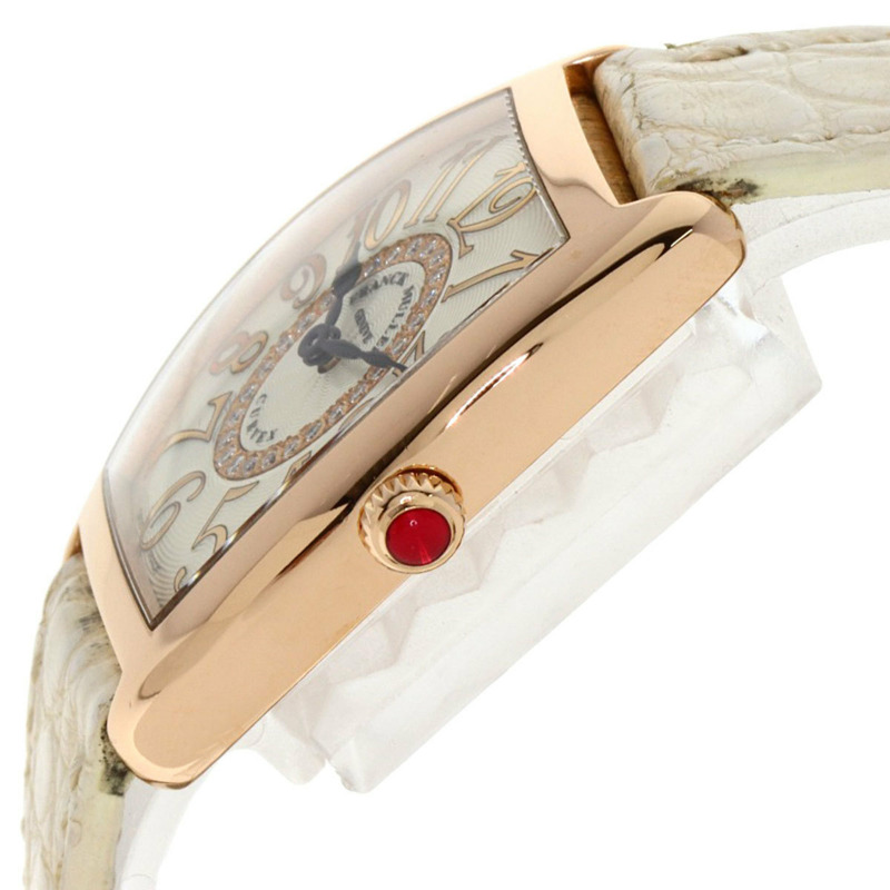 Franck Muller 1752QZRELCD1R Tonneau Curvex Releaf 鑽石腕錶，18K 玫瑰金和皮革材質，女士-4