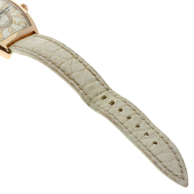 Franck Muller 1752QZRELCD1R Tonneau Curvex Releaf 鑽石腕錶，18K 玫瑰金和皮革材質，女士-9