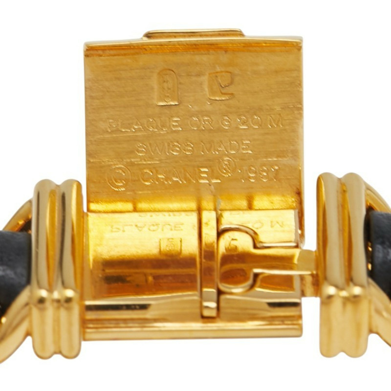 香奈兒 Premiere M 女士石英腕錶，黑色錶盤，鍍層皮革錶帶-6