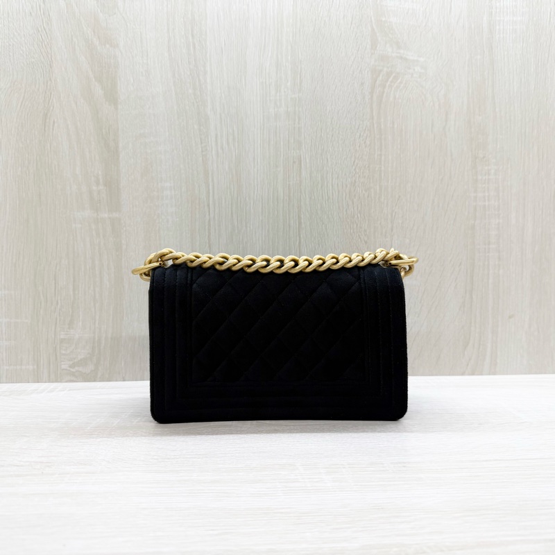 CHANEL包包黑色天鵝絨滿鑽金釦BOY20/A67085-1