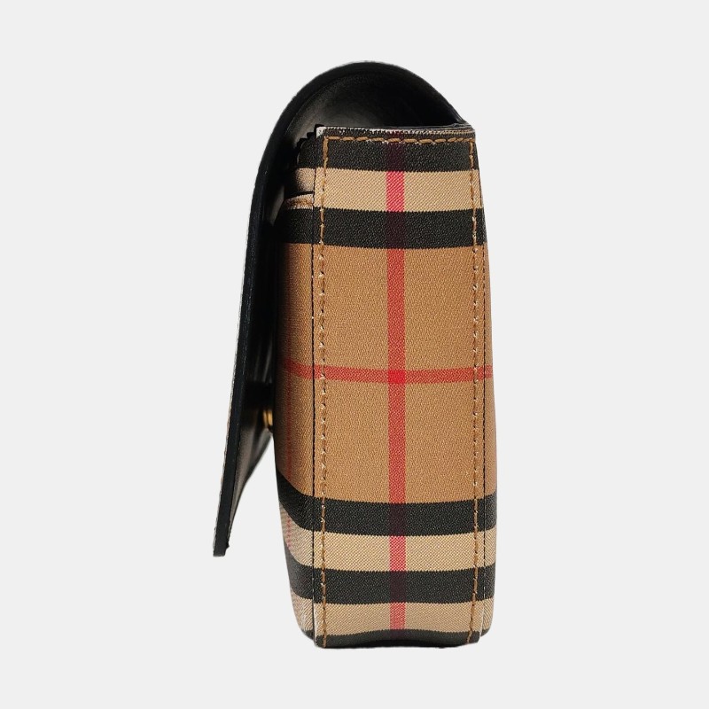 BURBERRY Hampshire 多色塗層
帆布戰馬格紋單肩包 金色五金 可拆卸肩帶-2