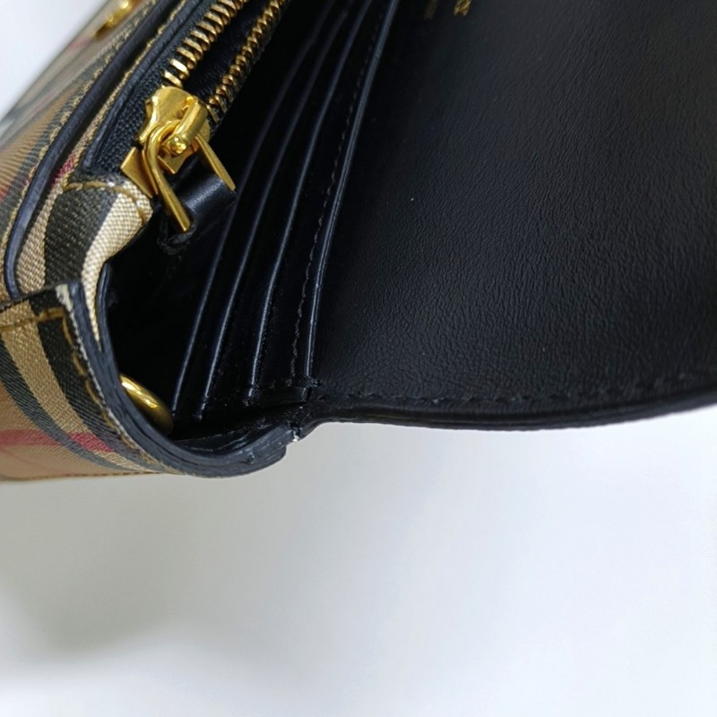 BURBERRY Hampshire 多色塗層
帆布戰馬格紋單肩包 金色五金 可拆卸肩帶-9