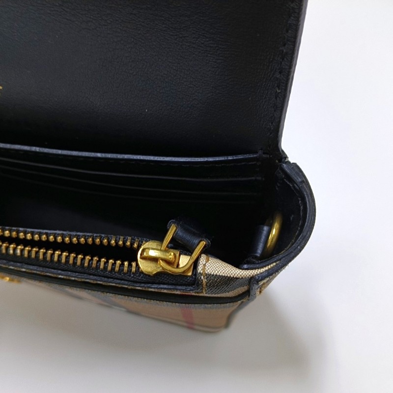 BURBERRY Hampshire 多色塗層
帆布戰馬格紋單肩包 金色五金 可拆卸肩帶-14