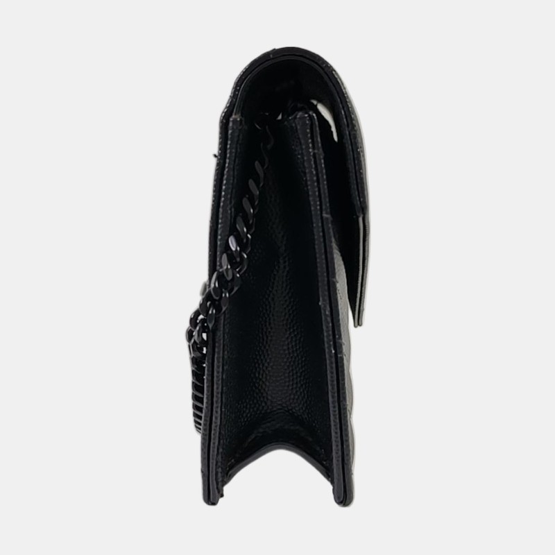 YSL MONOGRAM WOC 黑色牛
皮絎縫V紋單肩包斜挎包 黑色五金 可拆卸肩帶 配件齊全-3