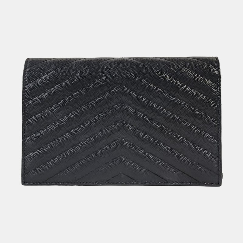 YSL MONOGRAM WOC 黑色牛
皮絎縫V紋單肩包斜挎包 黑色五金 可拆卸肩帶 配件齊全-4