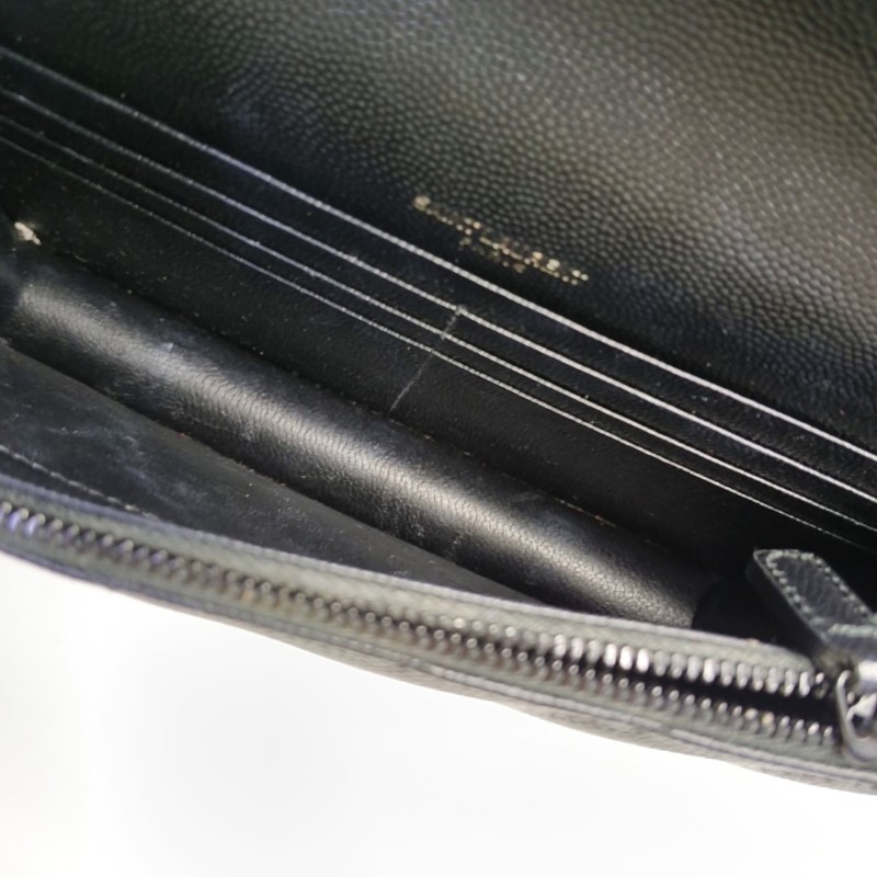 YSL MONOGRAM WOC 黑色牛
皮絎縫V紋單肩包斜挎包 黑色五金 可拆卸肩帶 配件齊全-6