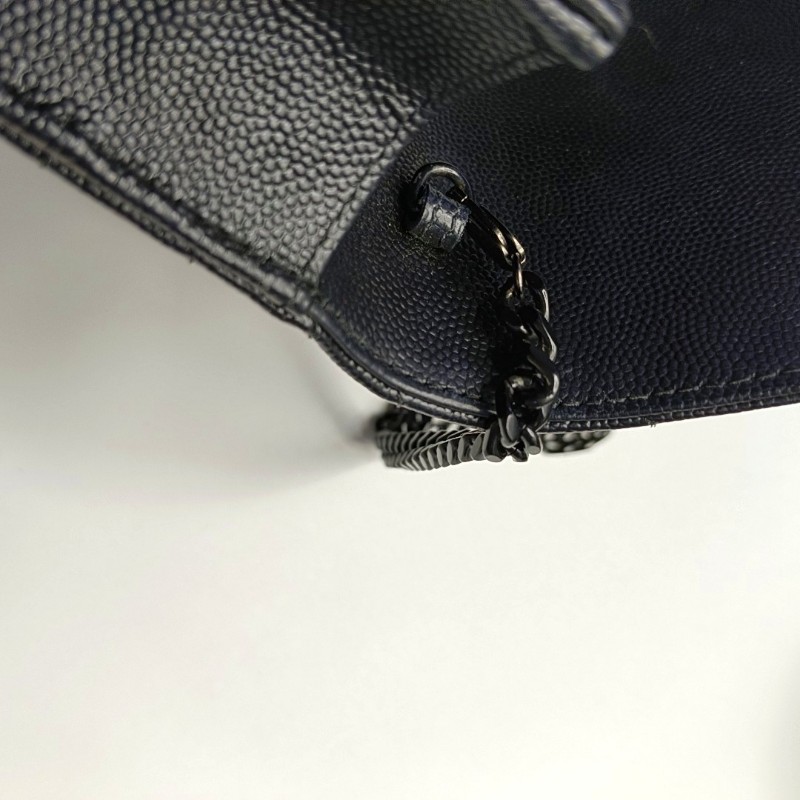 YSL MONOGRAM WOC 黑色牛
皮絎縫V紋單肩包斜挎包 黑色五金 可拆卸肩帶 配件齊全-10