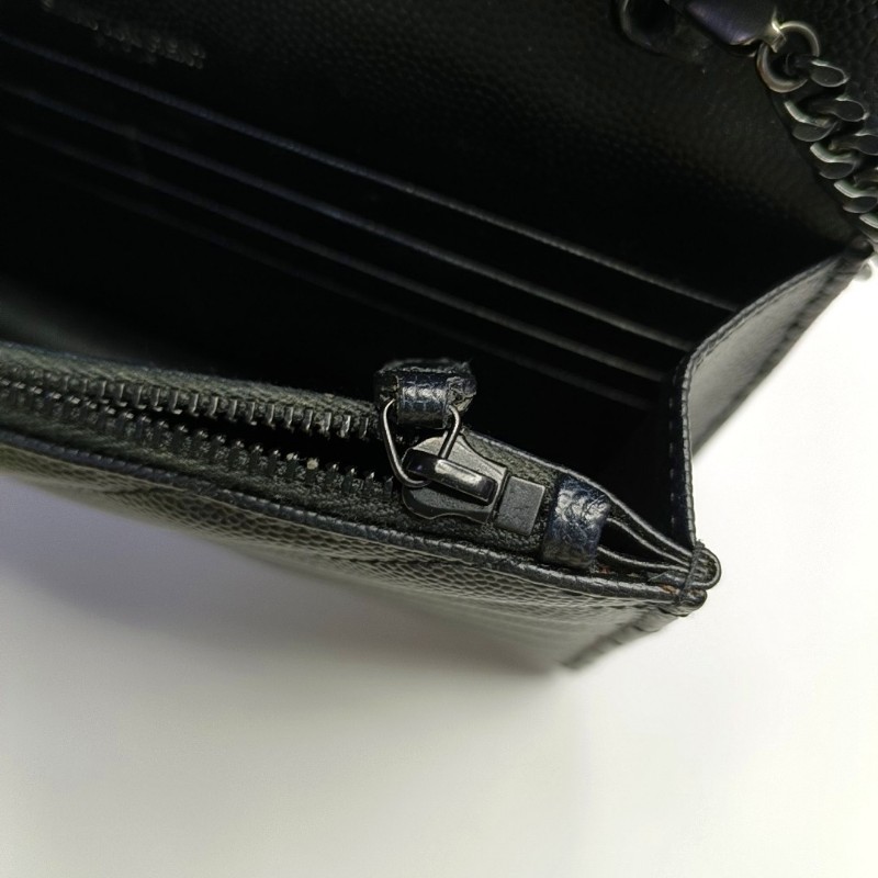 YSL MONOGRAM WOC 黑色牛
皮絎縫V紋單肩包斜挎包 黑色五金 可拆卸肩帶 配件齊全-19