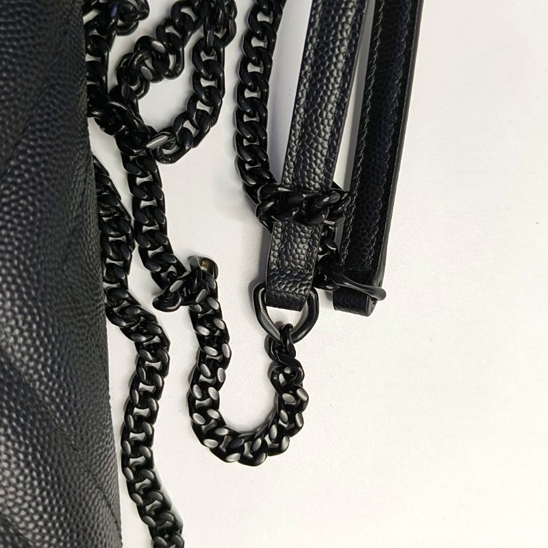 YSL MONOGRAM WOC 黑色牛
皮絎縫V紋單肩包斜挎包 黑色五金 可拆卸肩帶 配件齊全-20