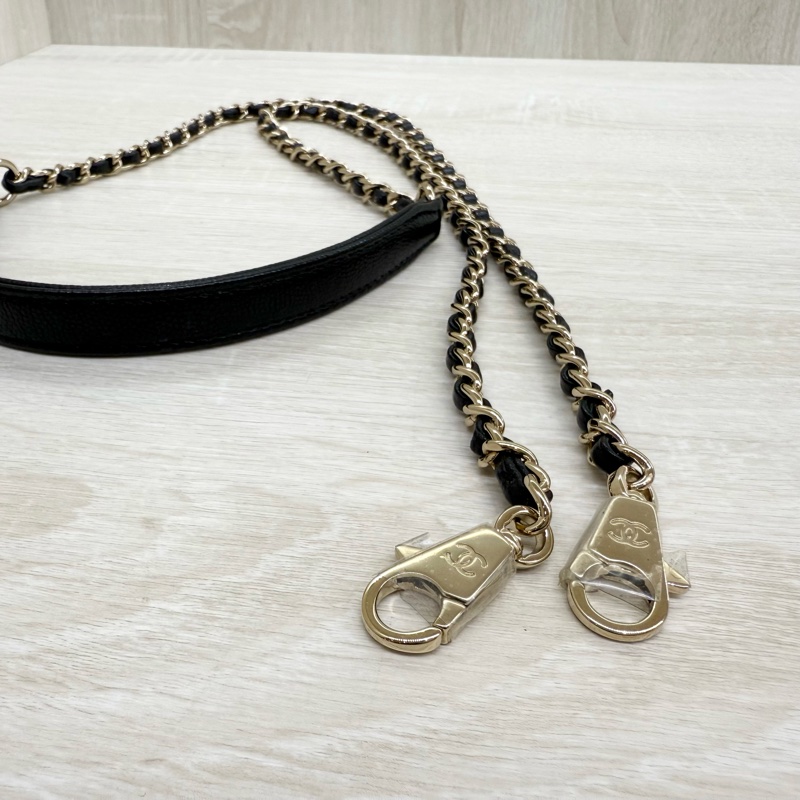 CHANEL黑淡金釦荔枝皮MINICOCO HANDLE /AS2215-10