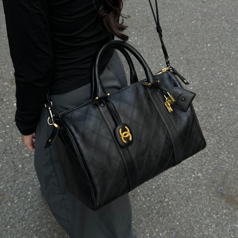 (極新💝) Chanel 香奈兒 黑金波士頓包 專櫃28萬!-3