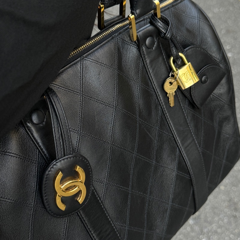 (極新💝) Chanel 香奈兒 黑金波士頓包 專櫃28萬!-5