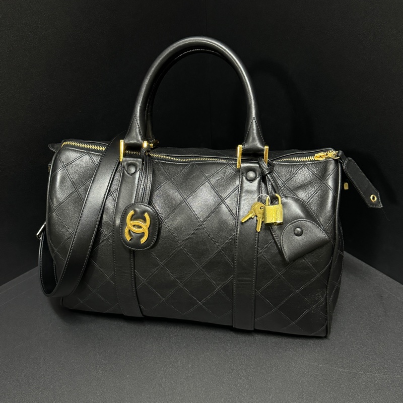 (極新💝) Chanel 香奈兒 黑金波士頓包 專櫃28萬!-7