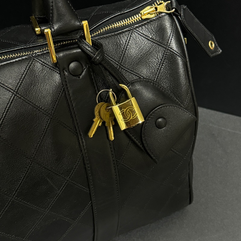 (極新💝) Chanel 香奈兒 黑金波士頓包 專櫃28萬!-10