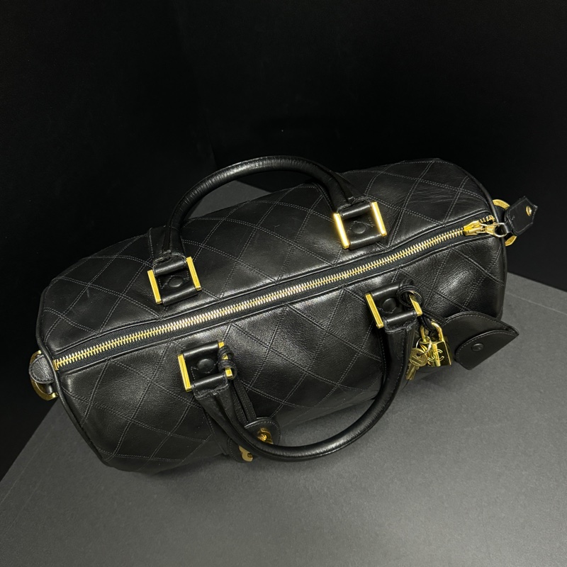 (極新💝) Chanel 香奈兒 黑金波士頓包 專櫃28萬!-14