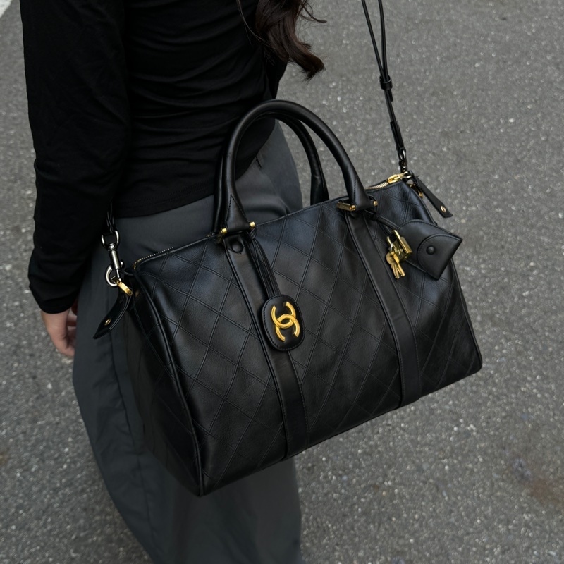 (極新💝) Chanel 香奈兒 黑金波士頓包 專櫃28萬!-29