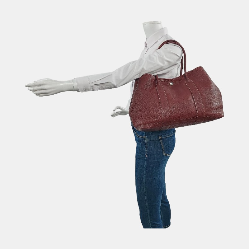 HERMES Garden Party 36 愛馬仕紅
Negonda小公牛皮花園包單肩包手提包 銀色五金 Q刻-1