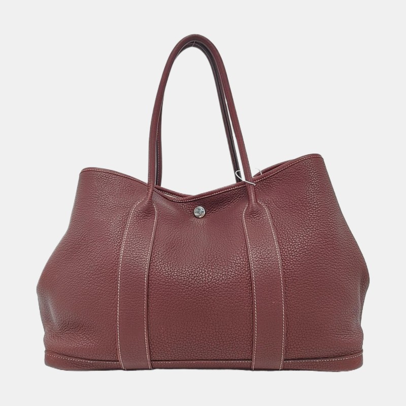 HERMES Garden Party 36 愛馬仕紅
Negonda小公牛皮花園包單肩包手提包 銀色五金 Q刻-4