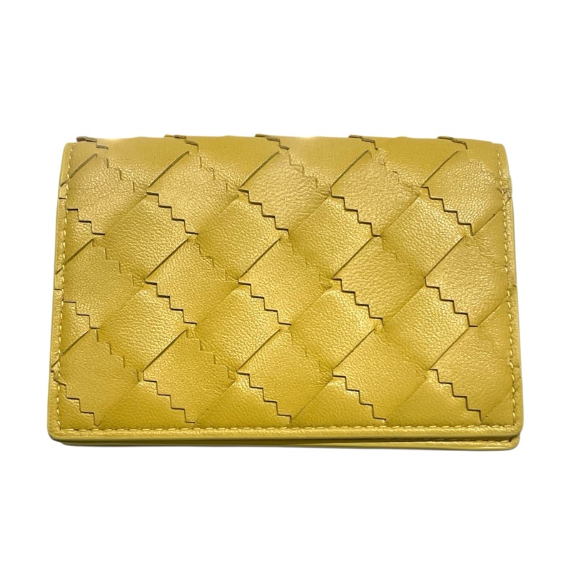 BOTTEGA VENETA 寶緹嘉 編織短夾 皮革 芥末黃-0