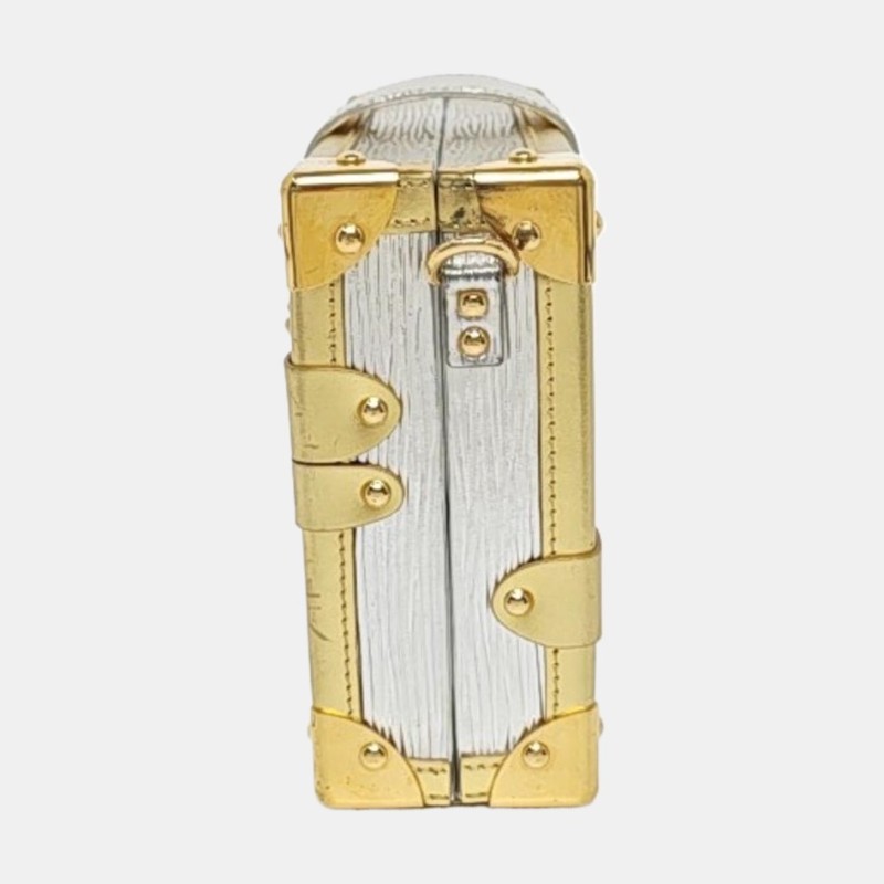 LOUIS VUITTON PETITE MALLE 銀色EPI 牛皮水波紋單肩包斜挎包 金色銀色五金 可拆卸肩帶-2