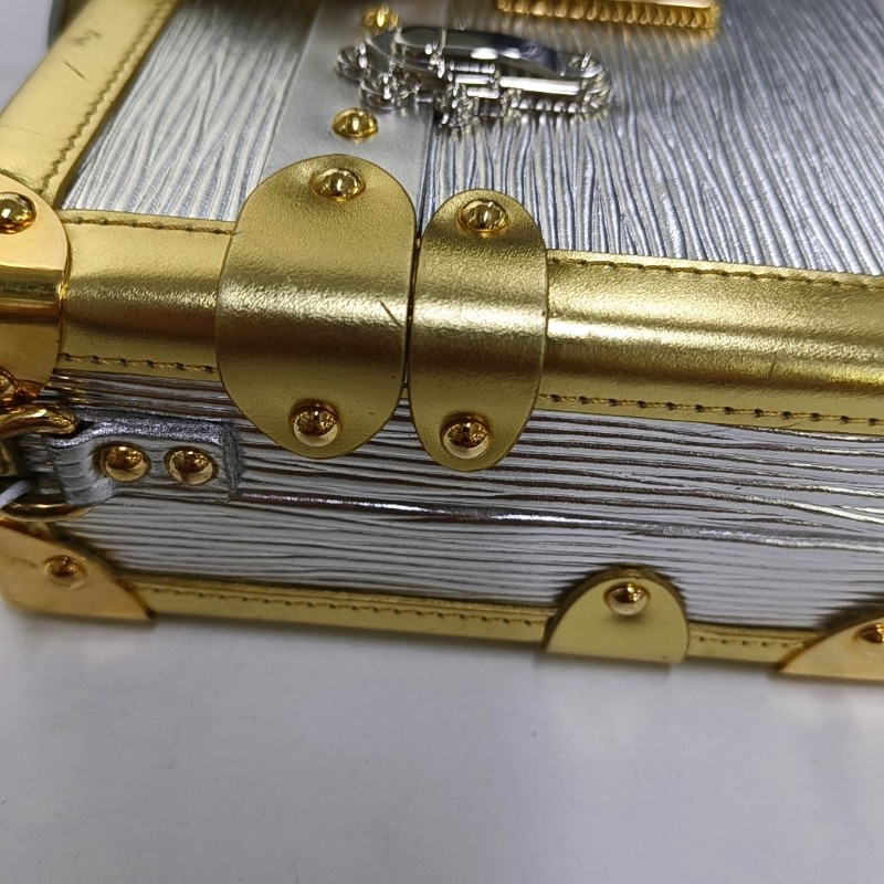 LOUIS VUITTON PETITE MALLE 銀色EPI 牛皮水波紋單肩包斜挎包 金色銀色五金 可拆卸肩帶-11