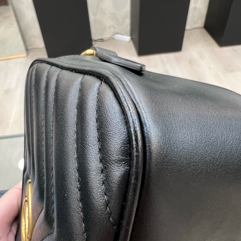 GUCCI馬夢相機包黑金-4