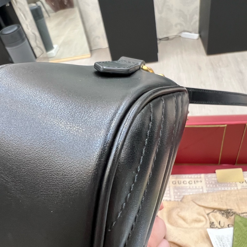 GUCCI馬夢相機包黑金-9