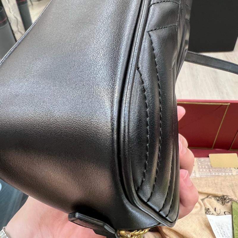 GUCCI馬夢相機包黑金-12