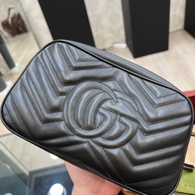 GUCCI馬夢相機包黑金-13