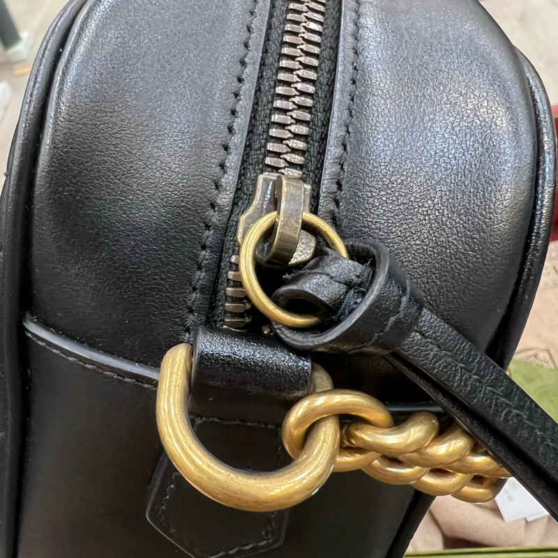 GUCCI馬夢相機包黑金-14