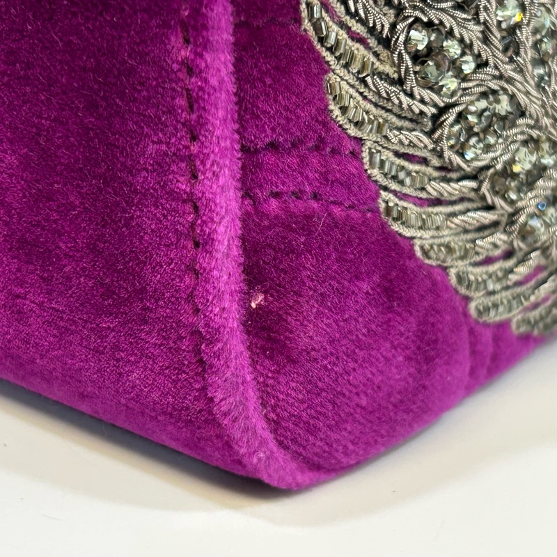 GUCCI葡萄紫絨布水晶刺繡雙G金釦marmont 22cm-10