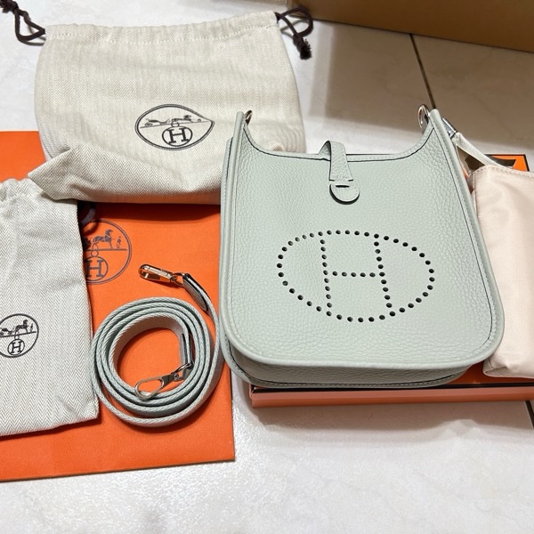 Hermes Mini Evelyne 16冰晶灰 B刻大全配-0